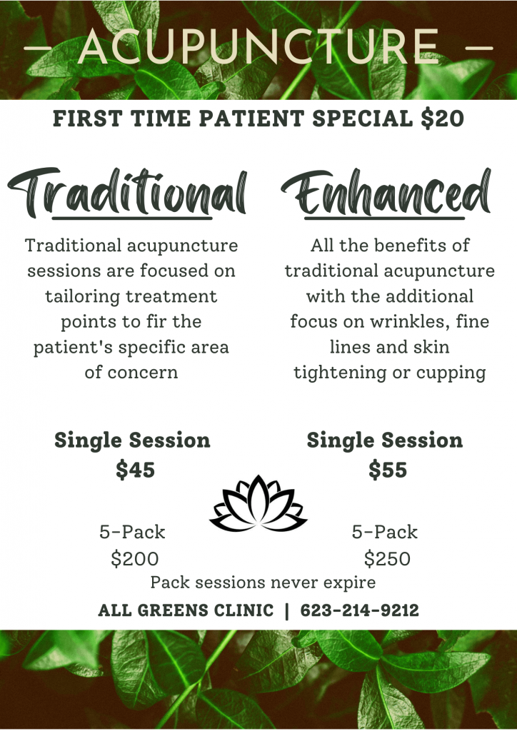 Acupuncture Services & Pricing at All Greens Clinic in Sun City, AZ